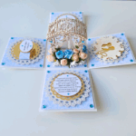 Exploding box na ślub jasnoniebieski