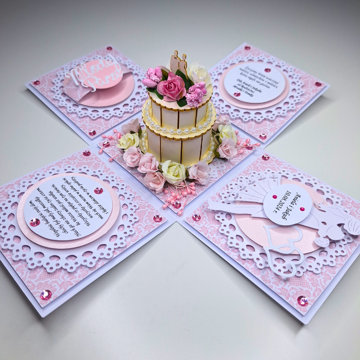 Exploding box na wesele różowy