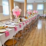 Dekoracja sali na chrzciny dla dziewczynki w remizie