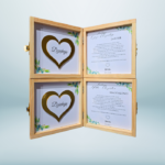 Podziękowanie w drewnianym pudełku dla chrzestnych środek