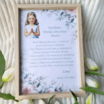 Podziękowanie dla chrzestnych w drewnianej ramce na komunię 1