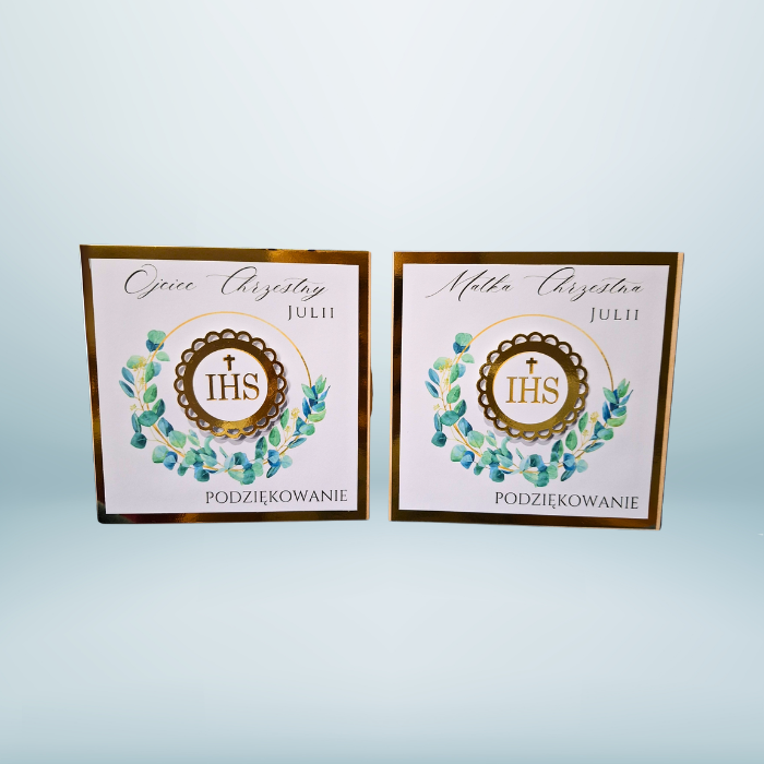 Podziękowanie w drewnianym pudełku dla chrzestnych