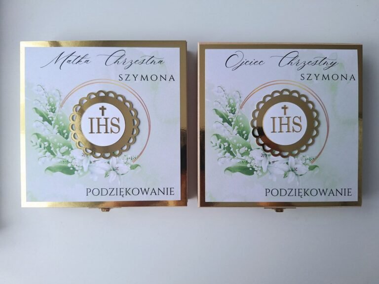 Podziękowanie dla chrzestnych w drewnianym pudełku – wzór 18