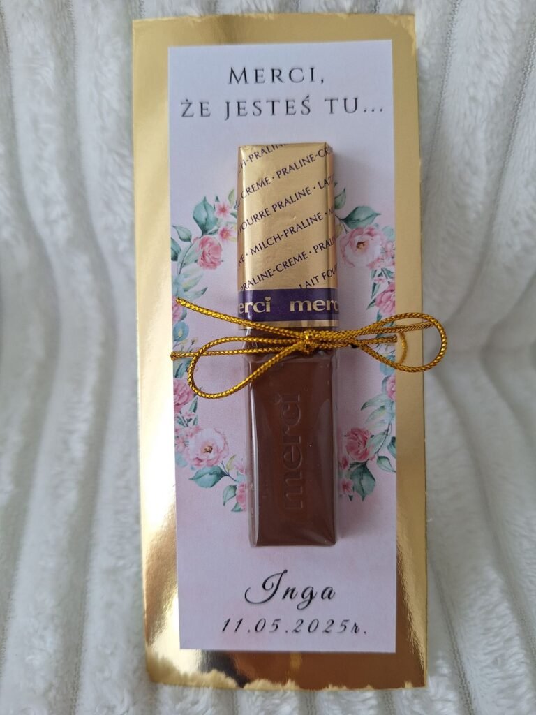 Podziękowanie Merci, że jesteś tu z czekoladką